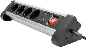 Digitus DA-70614 Power strip (+ switch)  Aluminium , Aluminium silver, Black, Silver PG connector 1 pc(s)