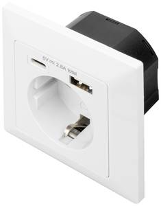 Digitus DA-70615  Flush-mount socket  incl. USB  White