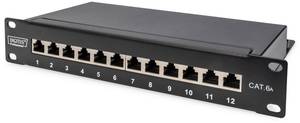 Digitus DN-91612S-EA 12 ports Network patch panel 254 mm (10") CAT 6A 1 U Black Equipped