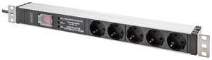 Digitus DN-95433 19 inch  Server rack cabinet power strip  1 U PG socket  Suitable for (cabinet depths): > 300 mm Aluminium , Aluminium (anodised), Black, Black (matt), Black-silver, Black/silver