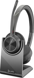 HP Poly Voyager 4320 UC Stereo  On-ear headset Bluetooth® (1075101) Stereo Black Noise cancelling Volume control, incl. charger and docking station PC