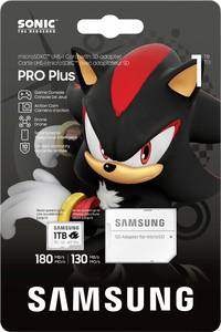 Samsung Sonic Edition - "Shadow" microSDXC card Retail 1 TB A2 Application Performance Class, v30 Video Speed Class, UHS-I U3 “Sonic The Hedgehog” special edition, Water-proof, Temperature-proof, X-ray-proof, Magnet-protected, Fall-proof, Non-wearing, incl. SD adapter